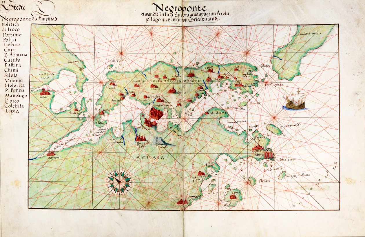 Diagram över Negroponte av Battista Agnese