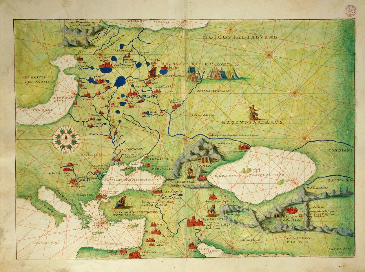 Östeuropa och Centralasien, från Atlas of the World i trettiotre kartor, av Battista Agnese av Battista Agnese