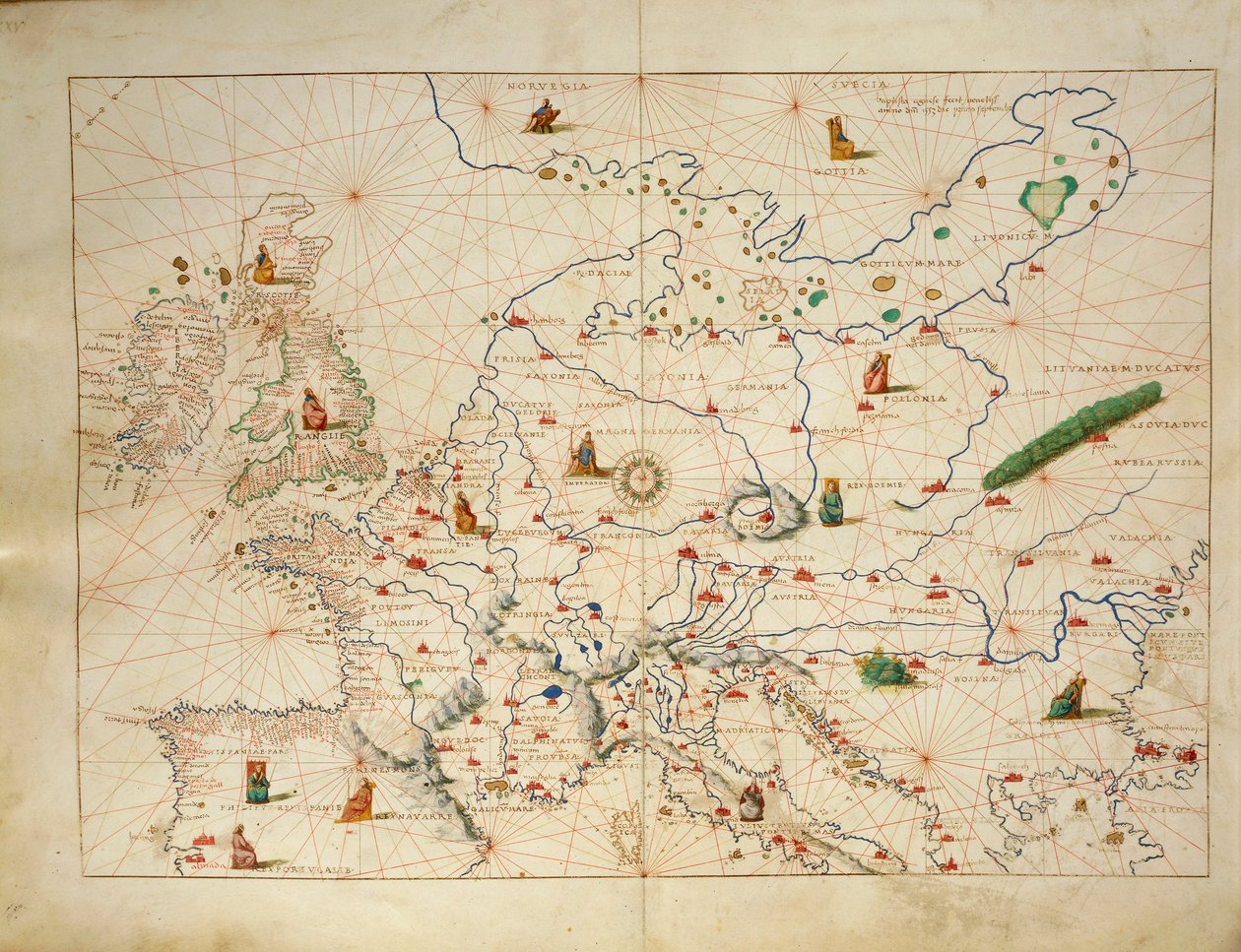 Europa, från Atlas of the World i trettiotre kartor, av Battista Agnese av Battista Agnese