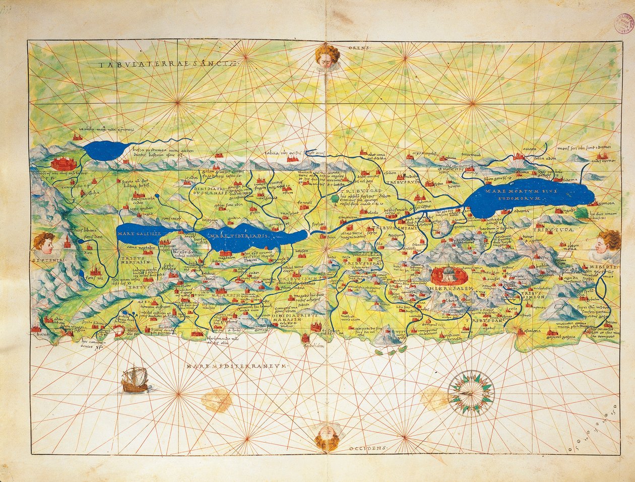 Heligt land, Israel och Palestina, från Atlas of the World i trettiotre kartor, av Battista Agnese av Battista Agnese
