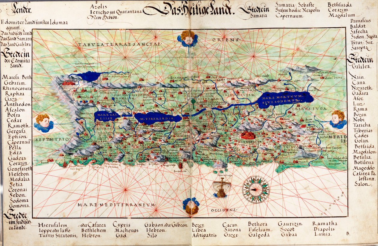 Karta över "Das Heilige Land" 1554 [Översättning: Det heliga landet]. av Battista Agnese