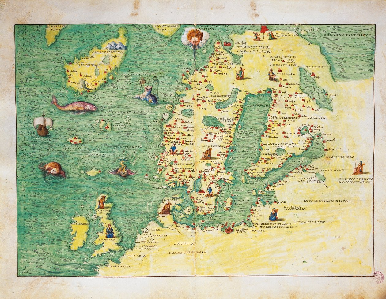 Norra Europa, från Atlas of the World i trettiotre kartor, av Battista Agnese av Battista Agnese
