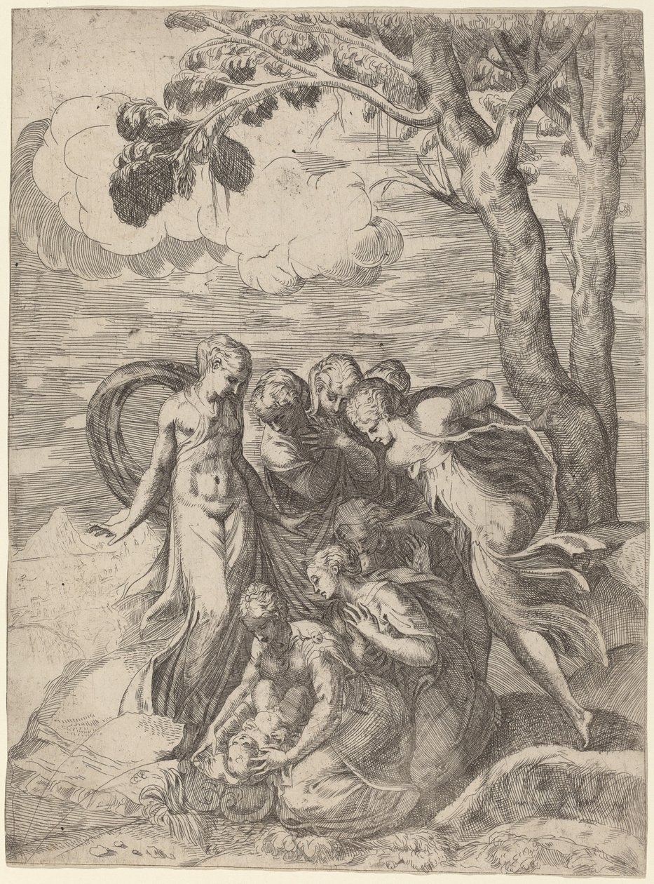 Fyndet av Moses av Battista Angolo del Moro, after Andrea Meldolla, called Schiavone