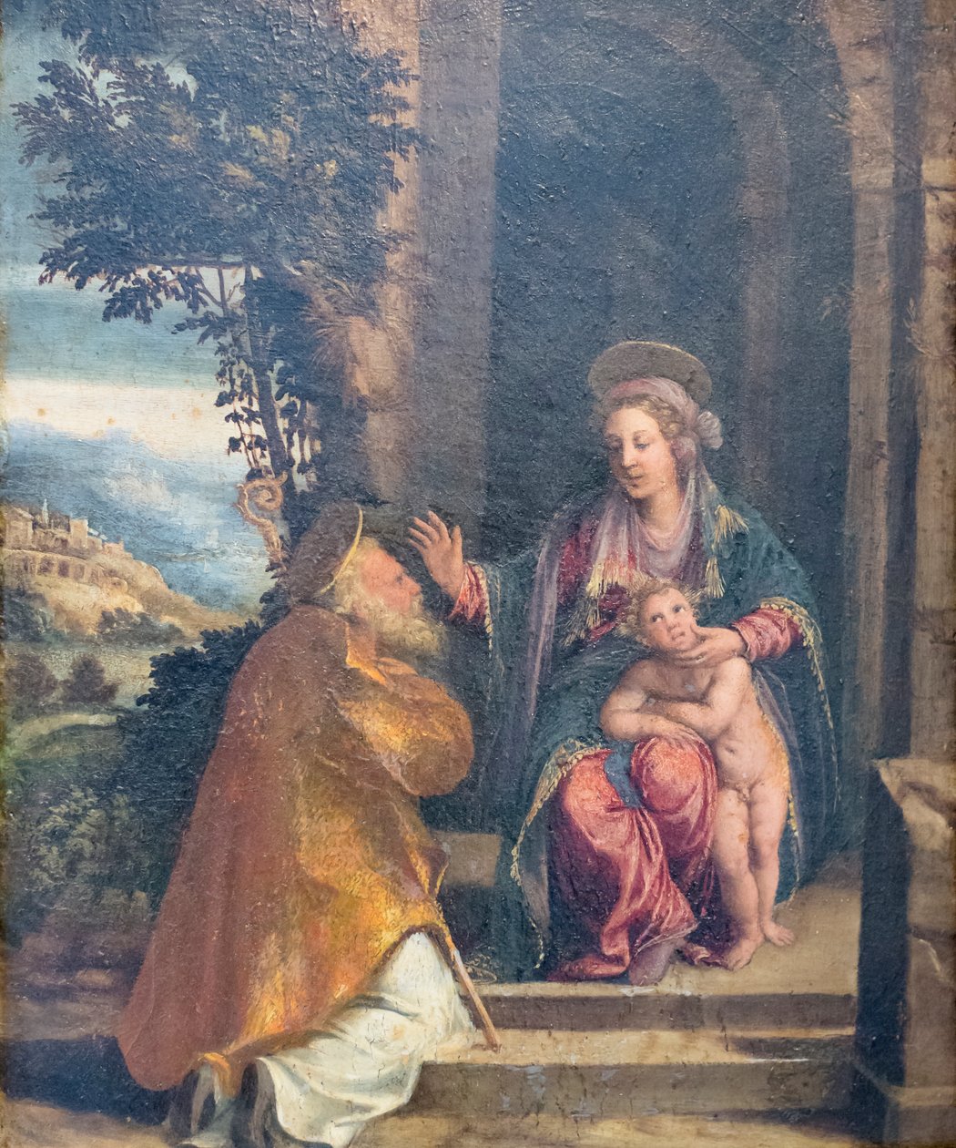 Jungfru med barn och biskop av Battista & Dossi Dosso (c.1486 1542) Dossi