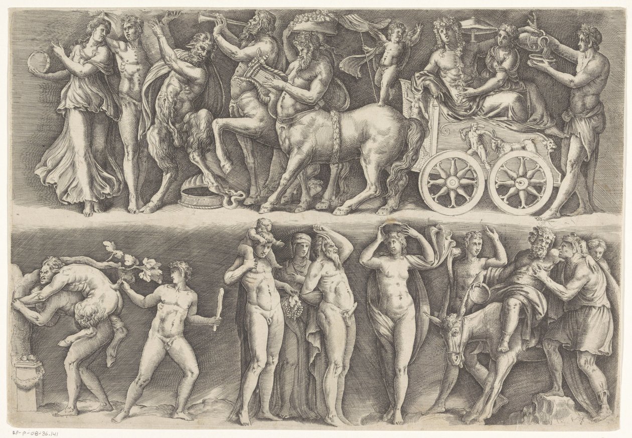 Antik relief med Bacchus och Ariadne av Battista Franco