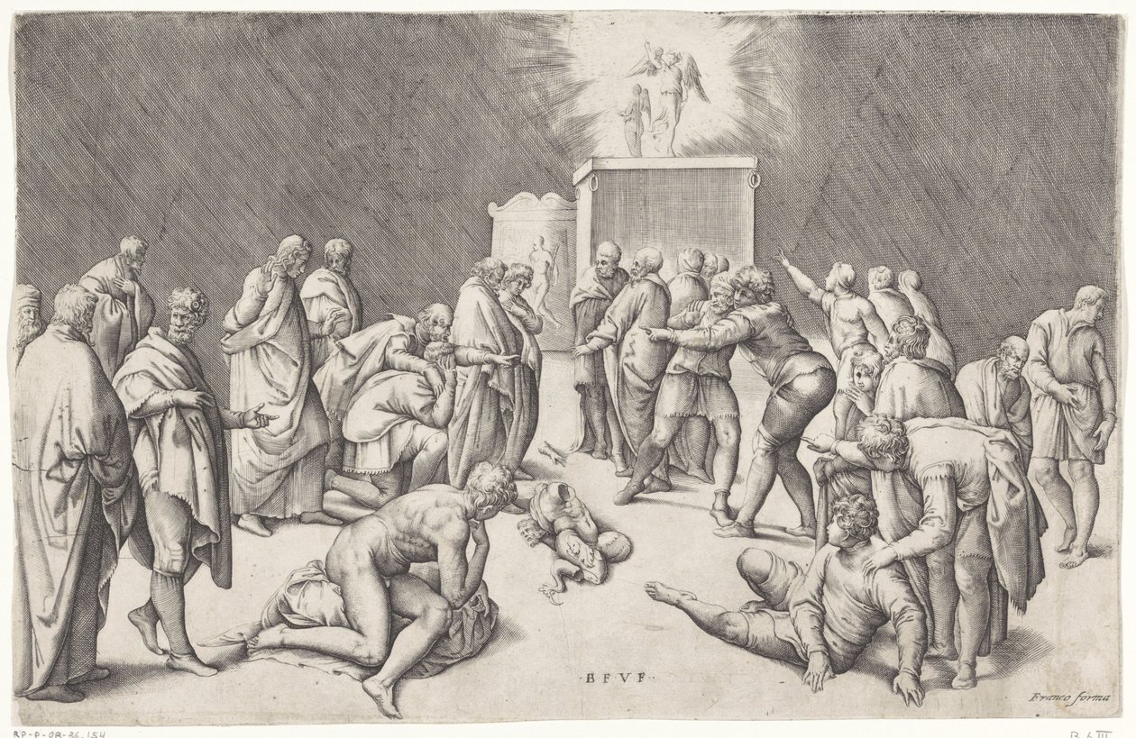 Förbundets ark i Dagons tempel av Battista Franco