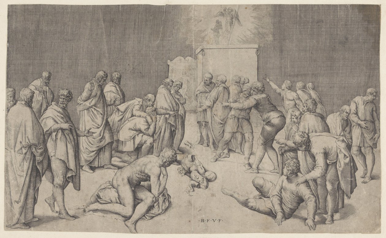 Förbundets ark i Dagons tempel av Battista Franco