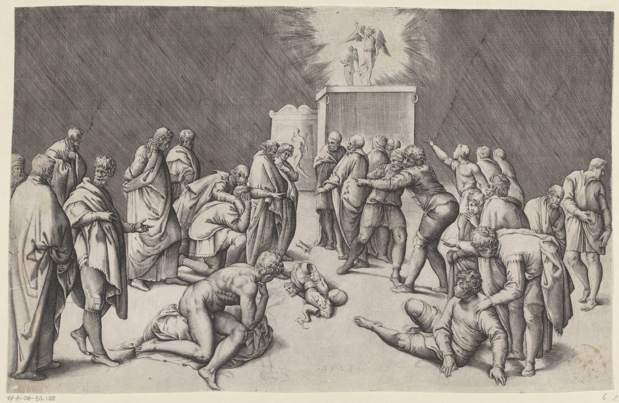 Förbundets ark i Dagons tempel av Battista Franco