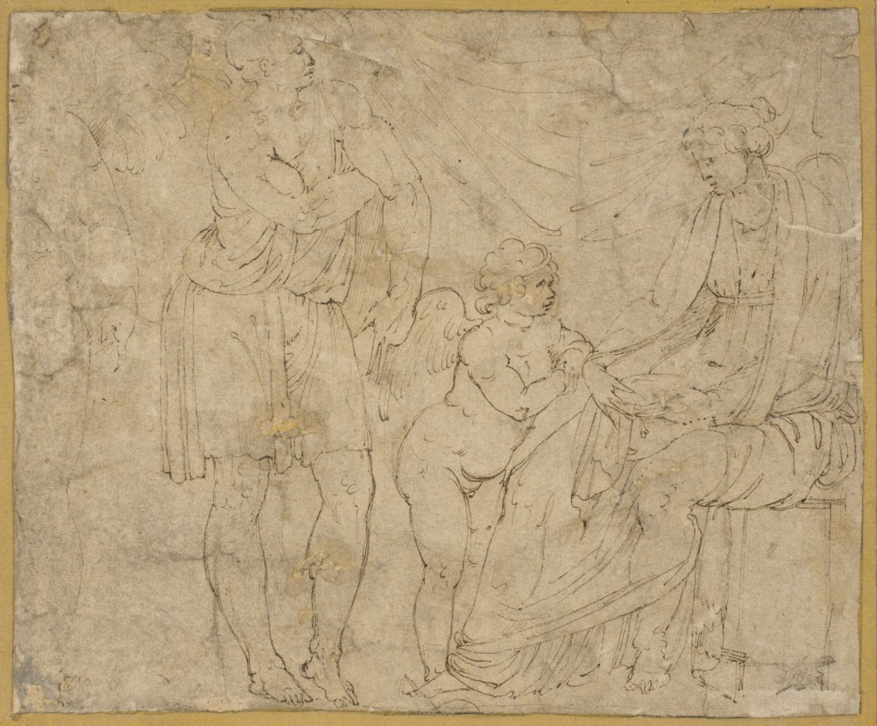 Mars(?), Venus och Amor av Battista Franco