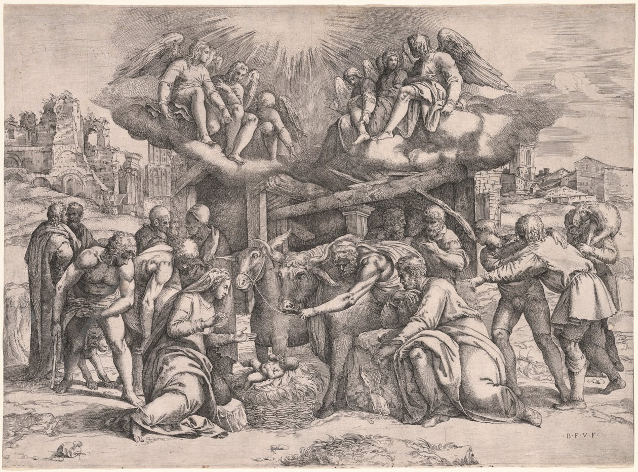 Herdarnas tillbedjan, ca. 1552. av Battista Franco