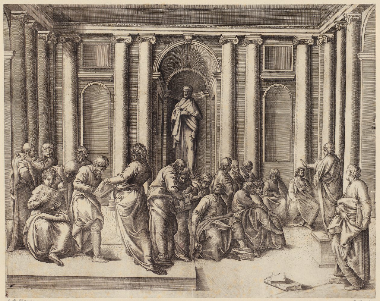Zwölfjähriger Jesus diskutiert mit den Tempelgelehrten av Battista Franco