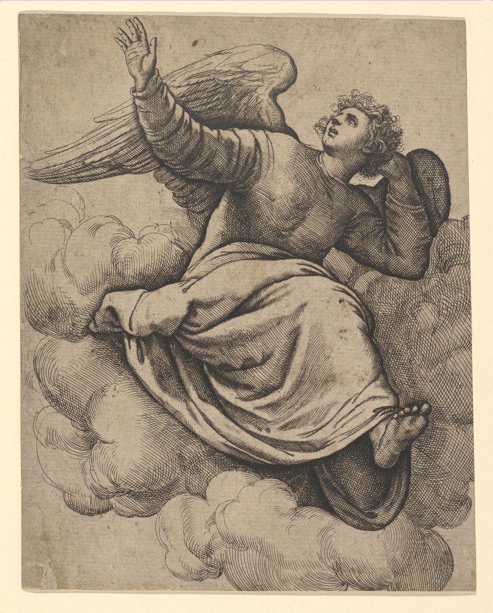 Ängel som sitter på ett moln, ca. 1560. av Battista Franco Veneziano