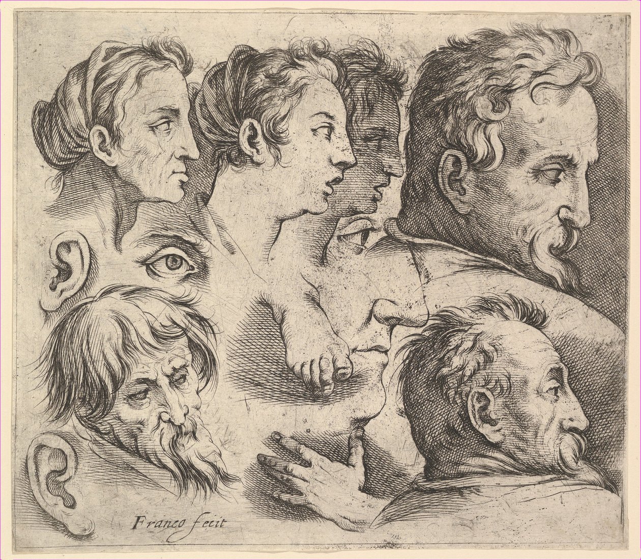 Studier av huvuden. av Battista Franco Veneziano