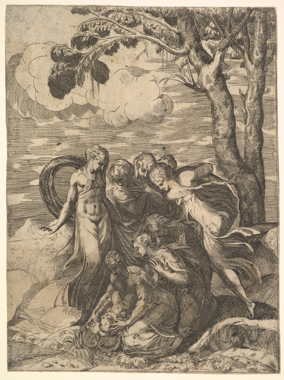 Moses räddad från Nilen, 1500-talet. av Battista del Moro