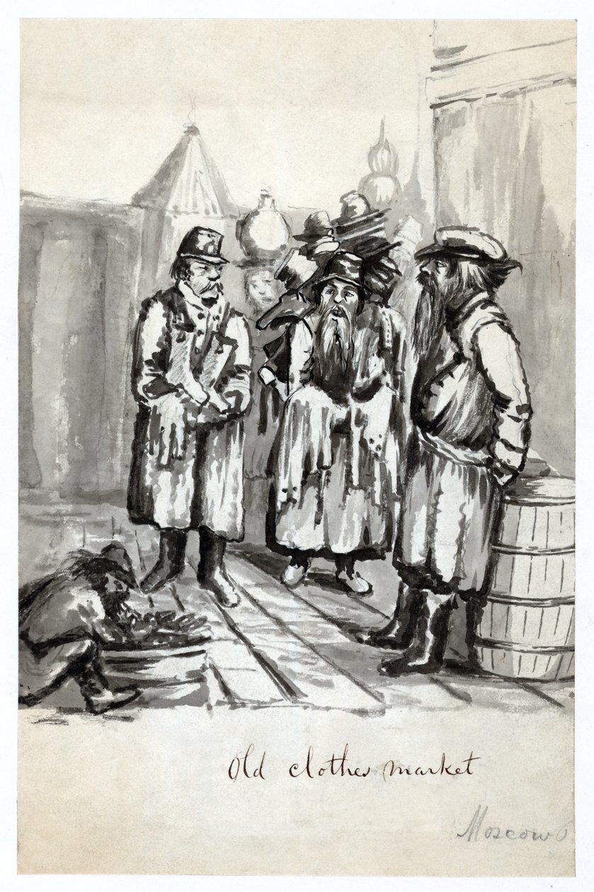 Old Clothes Market, Moskva, publicerad c.1862 av Bayard Taylor