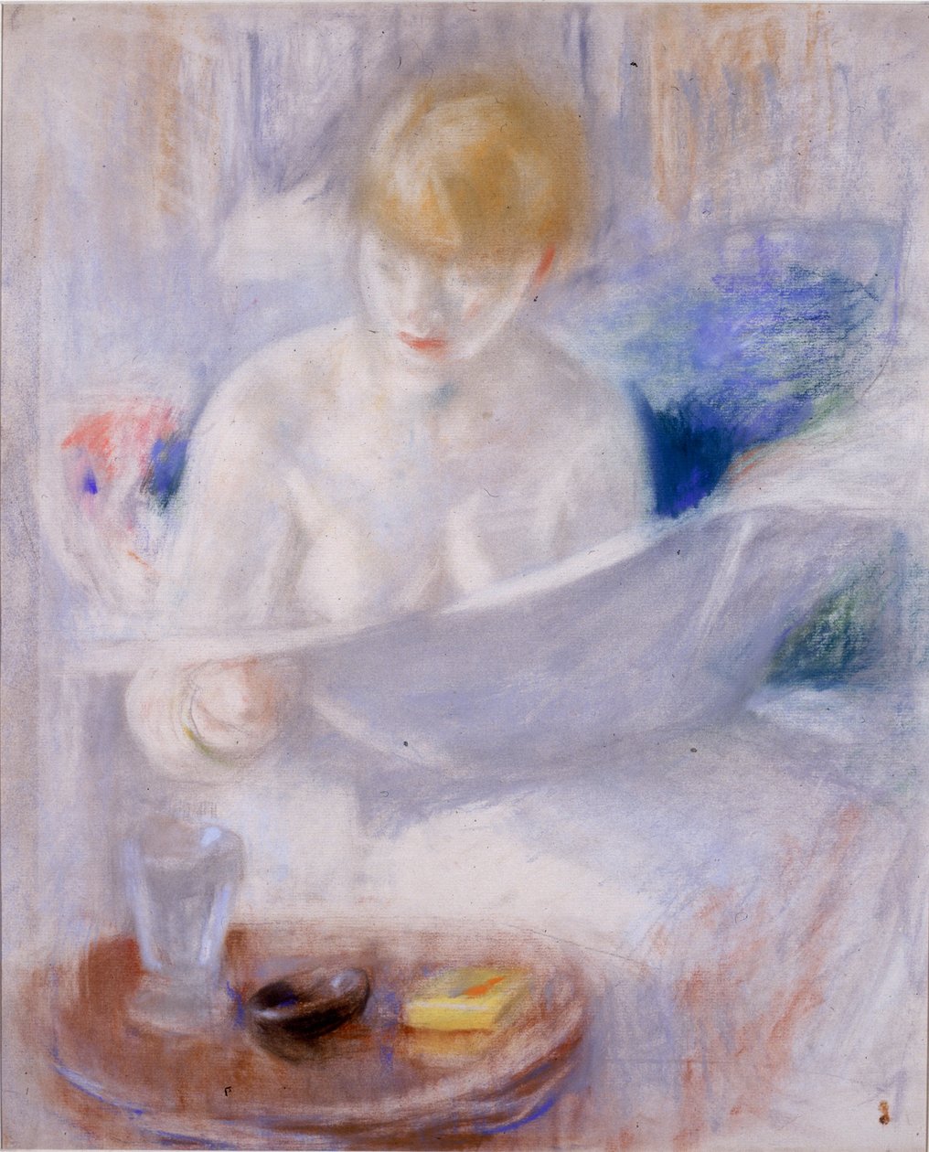 Läsning i den Liten (pastell och penna ombord) av Beatrice How
