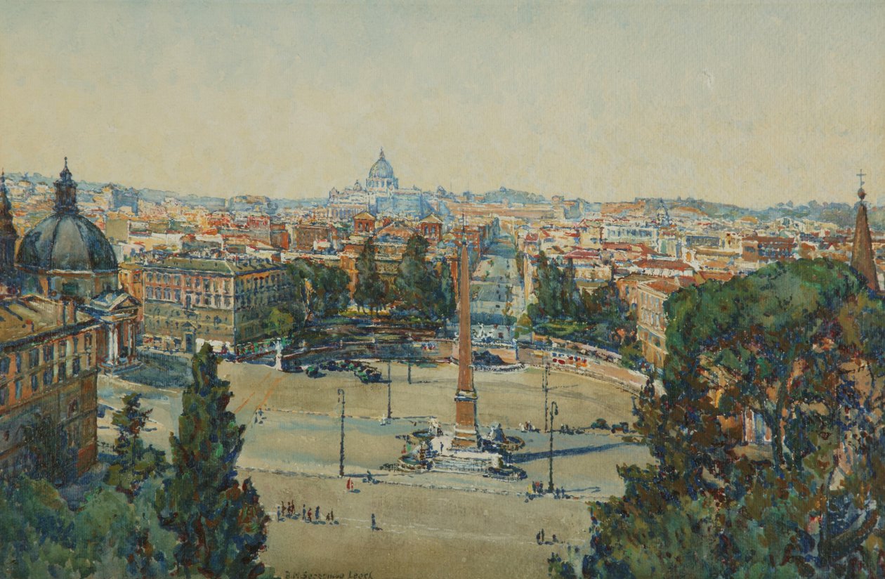 Rom, från The Pincio, Piazza Del Popolo av Beatrice Mary Seccombe Leech