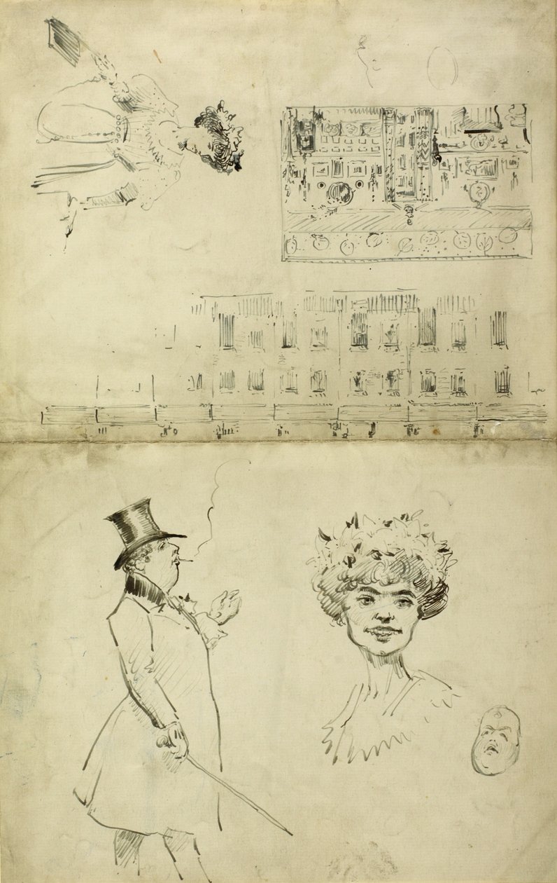Caricatures a Oscar Wilde, 1882-84 swed av Beatrix Whistler