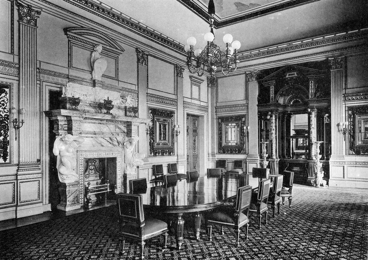 Matsalen, Dorchester House, 1908. av Bedford Lemere and Company