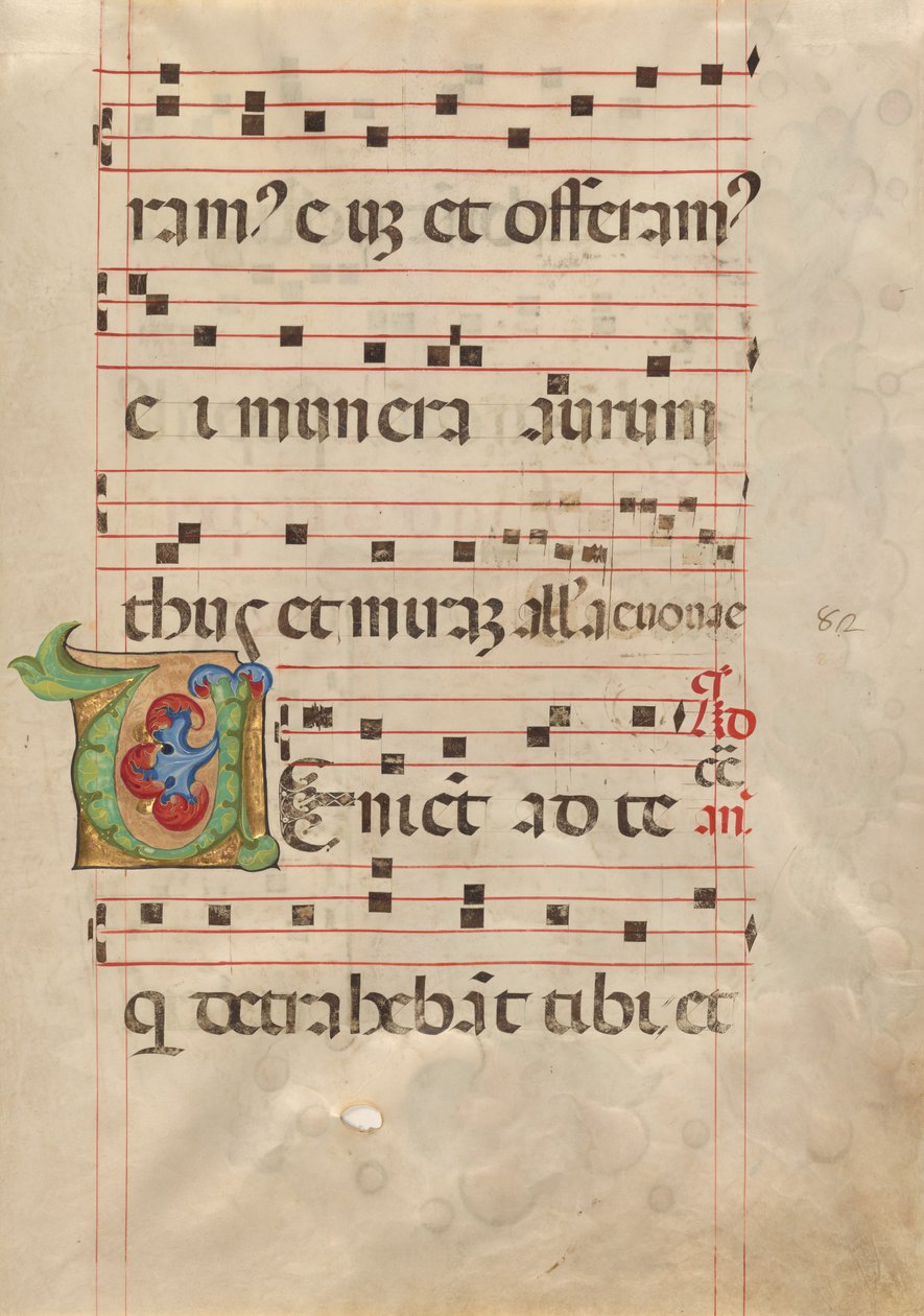 Dekorerat Initial V av Belbello da Pavia