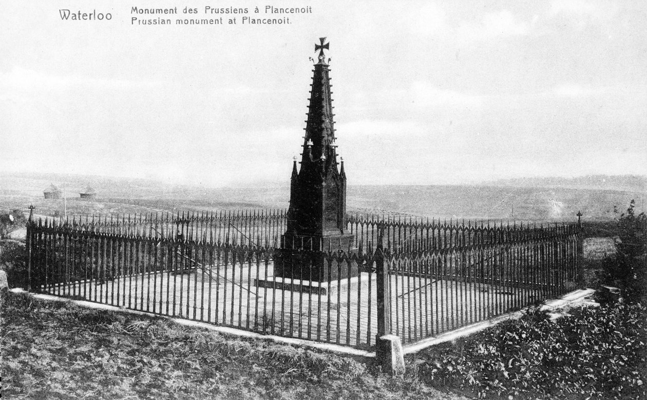 Preussiska minnesmärket vid Plancenoit, jubileumsvykort c.1912 (photolitho) av Belgian Photographer
