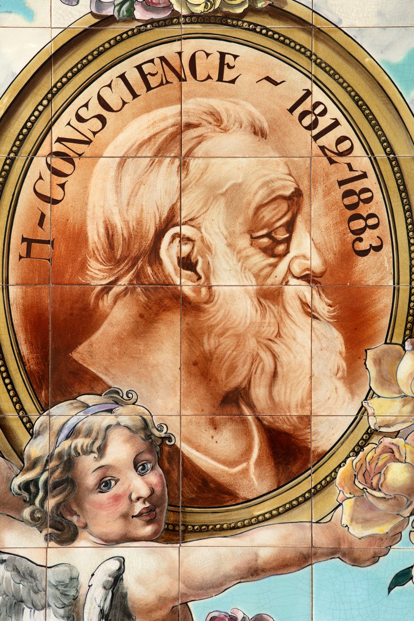 Barinteriör ("Local Unique" café). Keramisk panel. Helman Ceramics Bryssel. av Belgian School