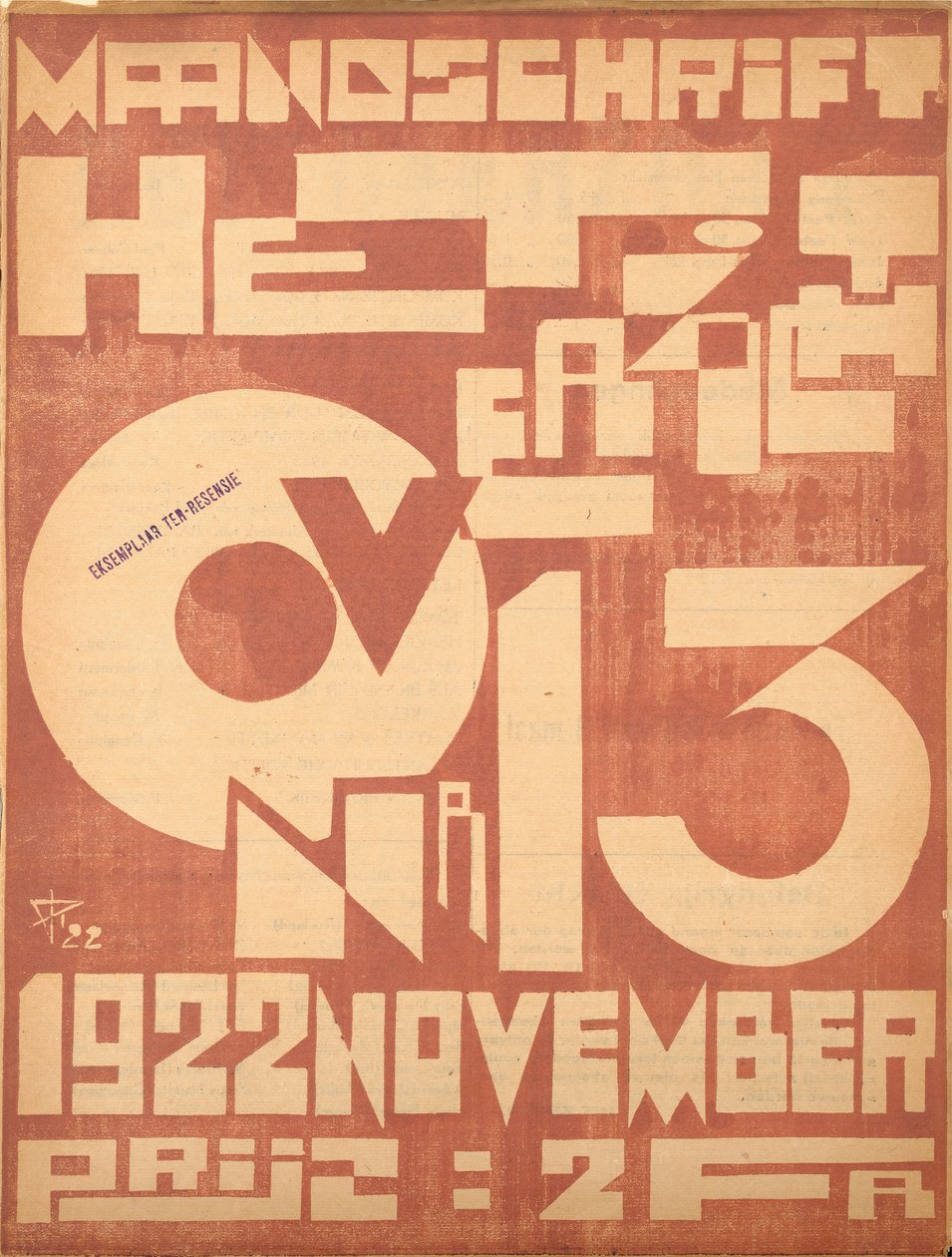 Omslag till novembernumret 1922 av tidningen "The Overview", 1922 av Belgian School