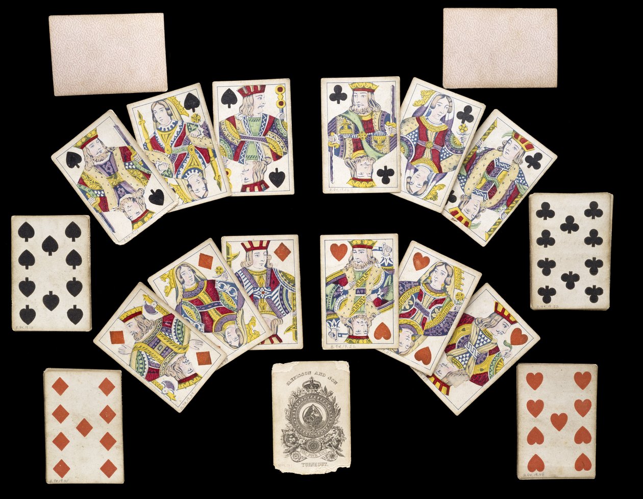 Däck med spelkort, c. 1835-1840 (tryckt och målat papper) av Belgian School