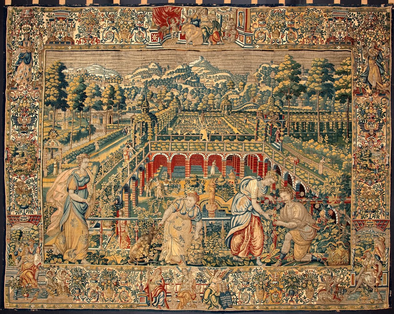 Scen med fruktskörd. Tapisseri av manufakturerna i Bryssel. 1500-talet Genes, Musei di Strada Nuova av Belgian School