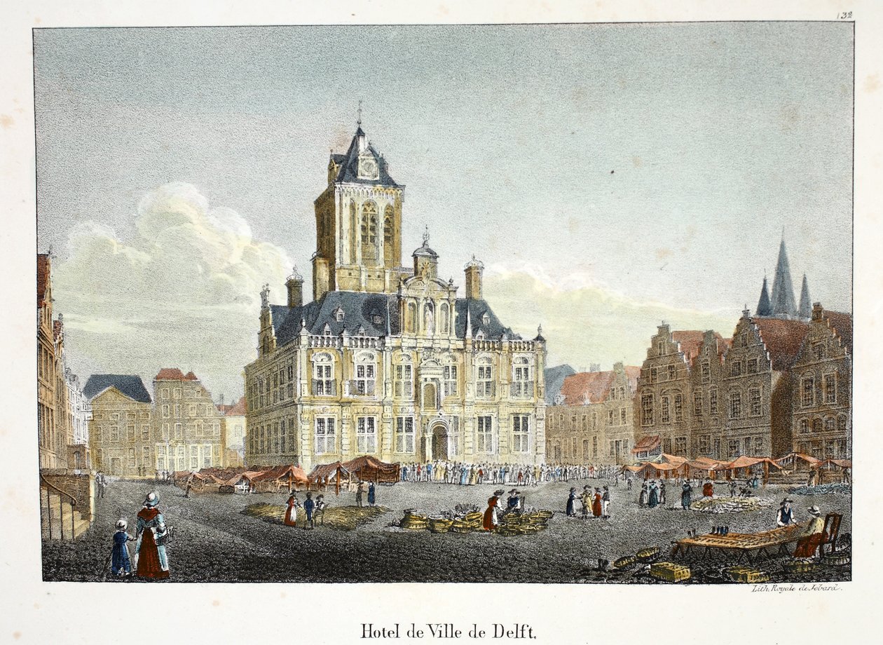 Hotel de Ville de Delft, ca 1895 (photochrom) av Belgian School