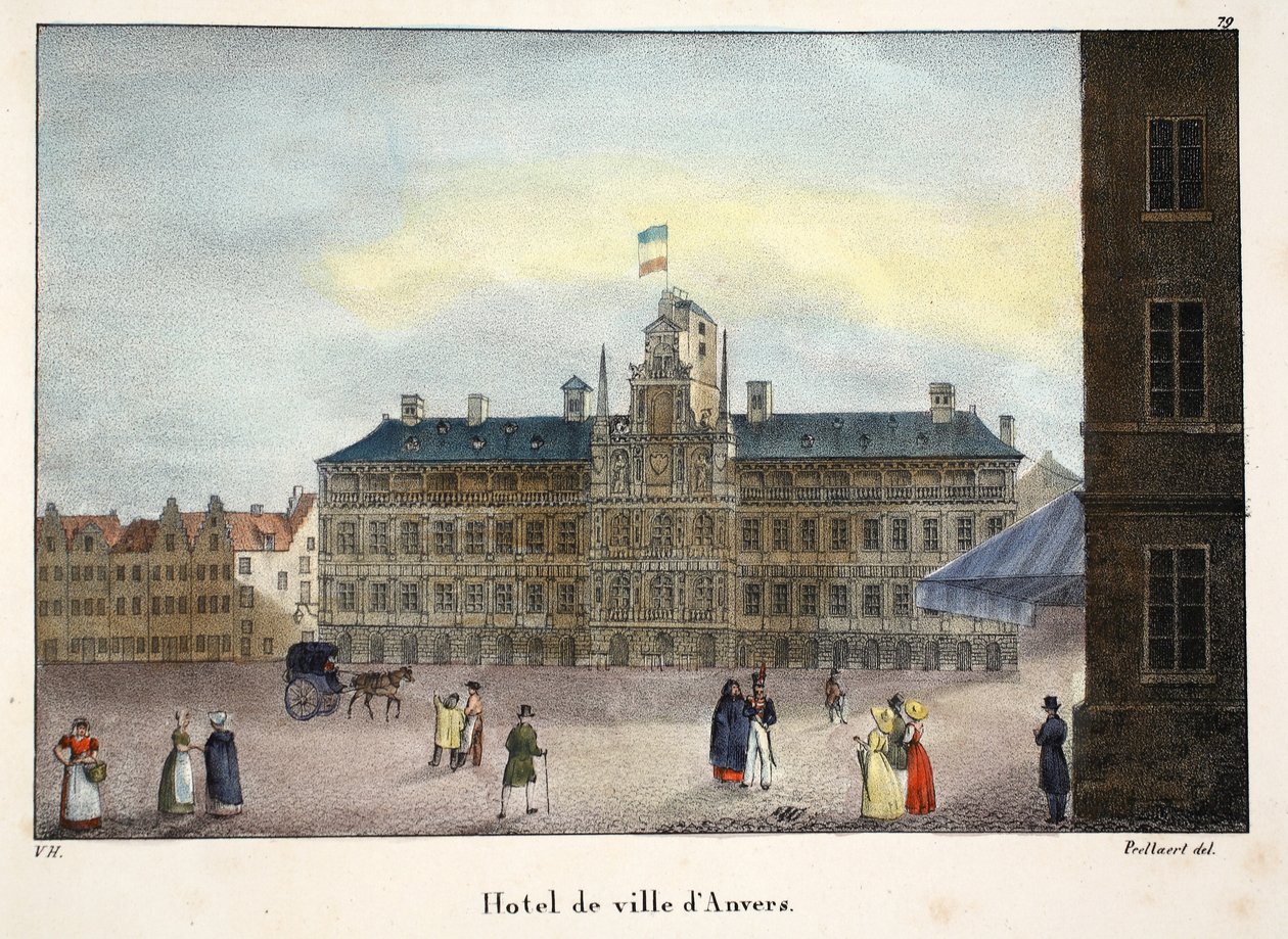 Hotel de ville dAnvers, ca 1895 (photochrom) av Belgian School