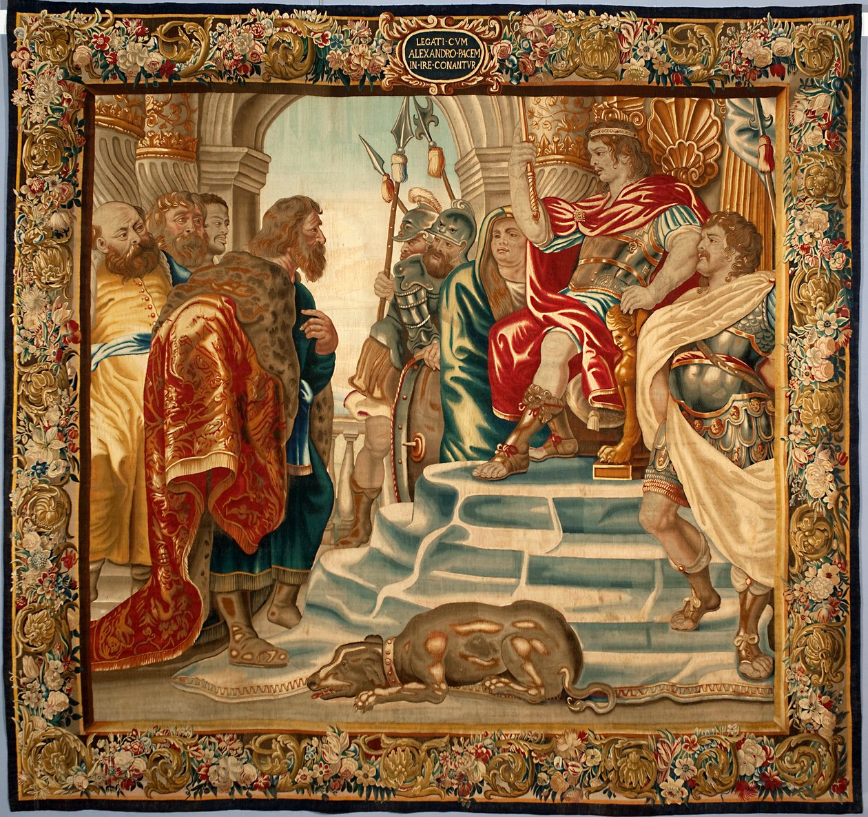 Kung Alexander den store tog emot en delegation från Aten. Gobeläng tillverkad i manufakturerna i Bryssel. 1500-talet Genes, Musei di Strada Nuova av Belgian School