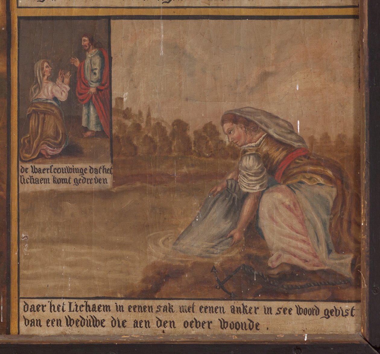 Maarke. Kapell (Sint-Vincentiuskapell). interiör. Målning. Sankt Vincents martyr. 1800-talet. Detalj. av Belgian School