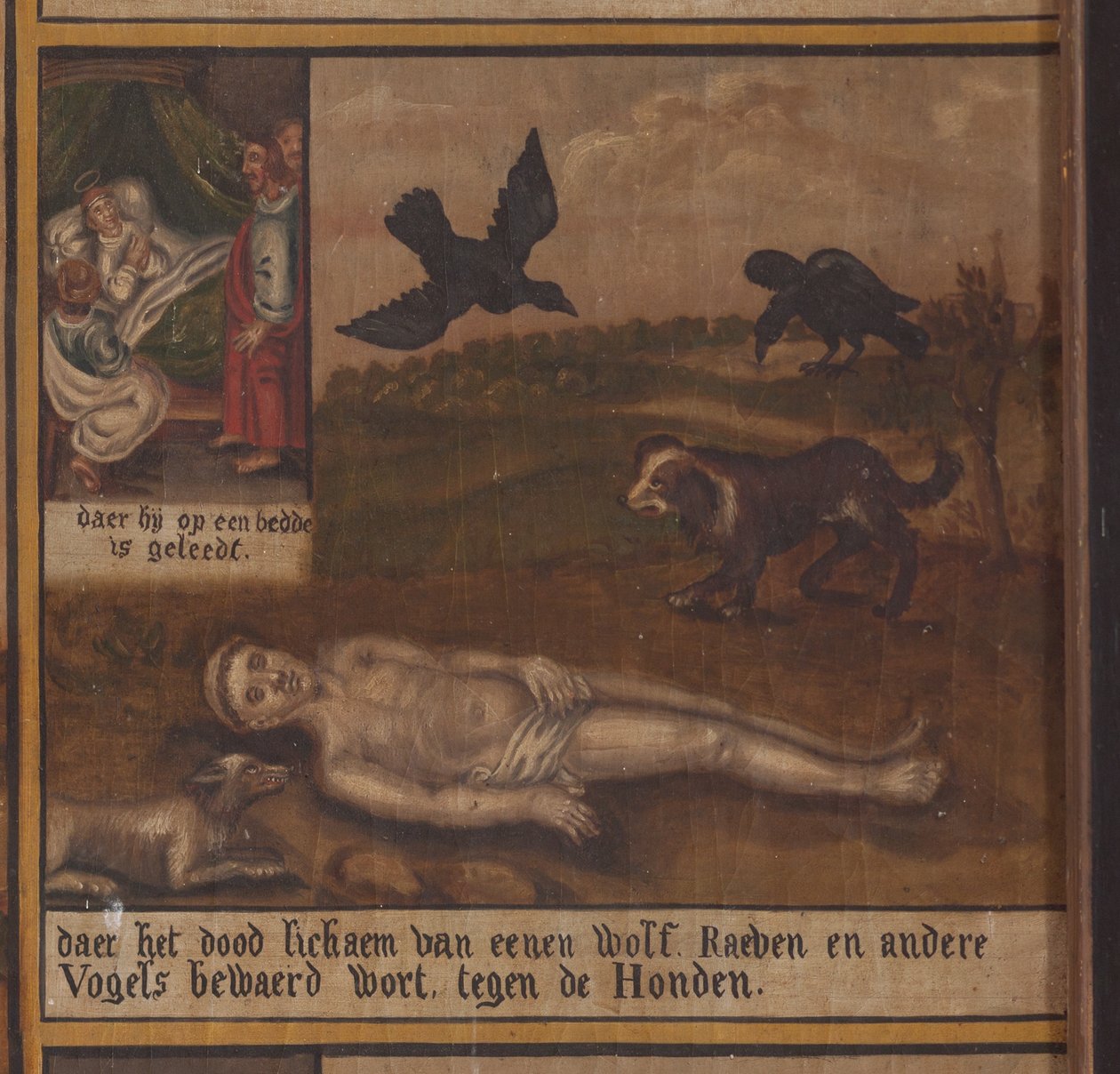 Maarke. Kapell (Sint-Vincentiuskapell). interiör. Målning. Sankt Vincents martyr. 1800-talet. Detalj. av Belgian School