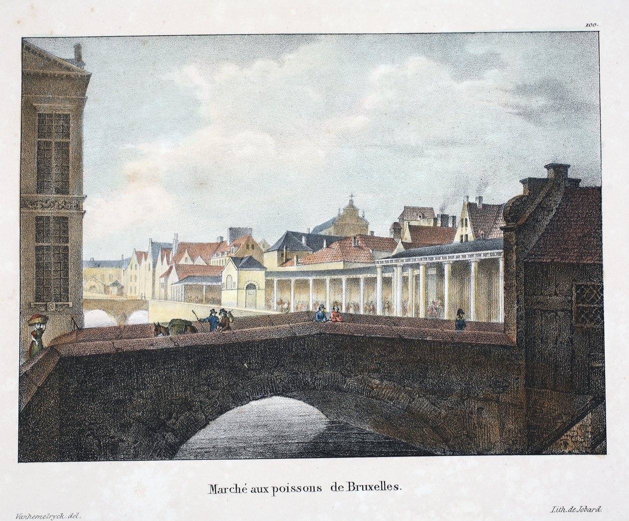 Bryssel fiskmarknad, ca 1895 (fotokrom) av Belgian School