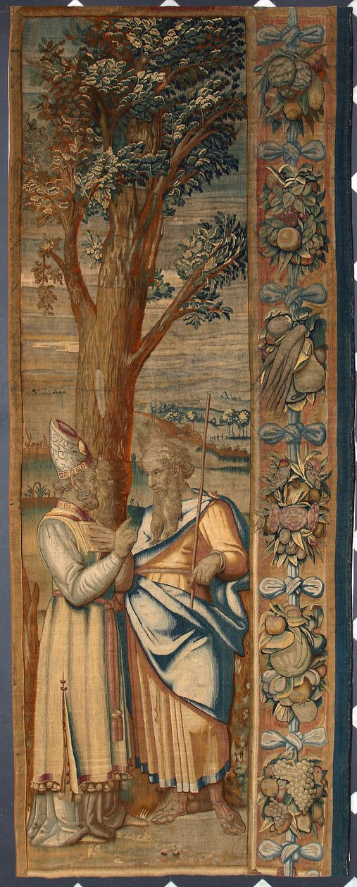 Moise et Jethro Tapisseri av Dionys Martensz efter Luca Cambiasos (1527-1584) kartonger och tillverkad i manufakturerna i Bryssel 1561-1564 Dim. 390x585,5 cm Genes, Musei di Strada Nuova av Belgian School