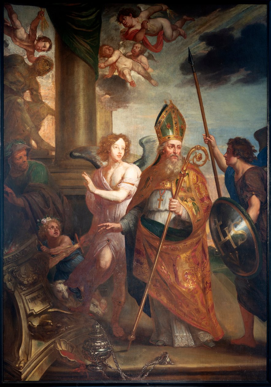 Församlingskyrka (Schelderode, St Martins församlingskyrka) (målning) av Belgian School