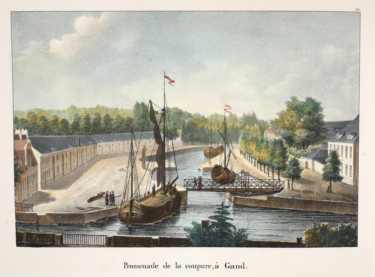 Promenade de la coupe, i Gent, ca 1895 (fotokrom) av Belgian School