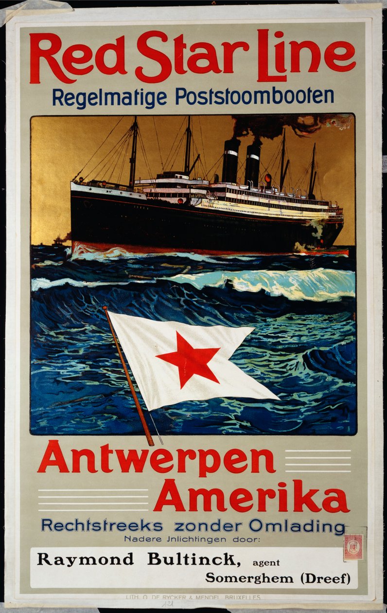 Red Star Line, Antwerpen Amerika, ca 1899 av Belgian School