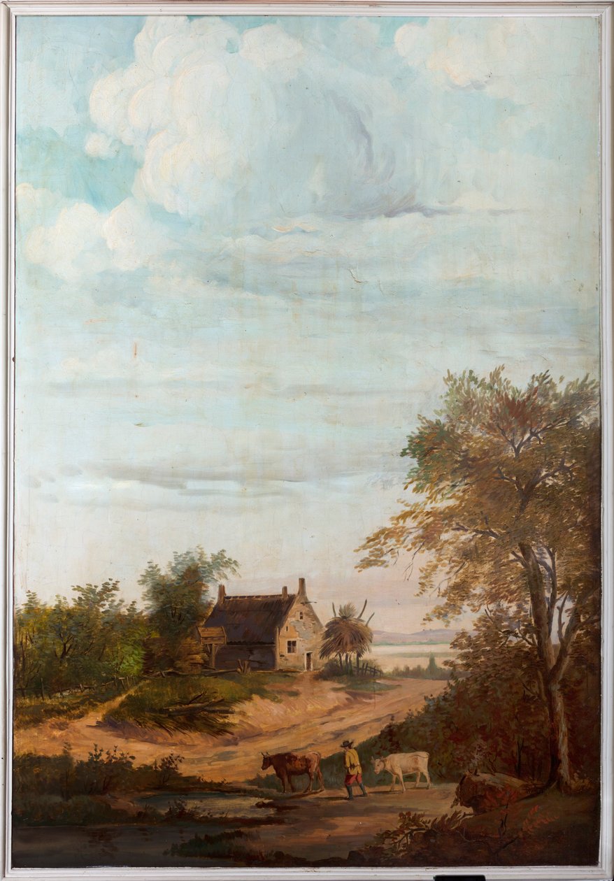 Andra bakrummet på baksidan, mötesrum, väggmålningar med lantliga scener i klassisk stil, troligen från omkring 1810, scen 7 av Belgian School