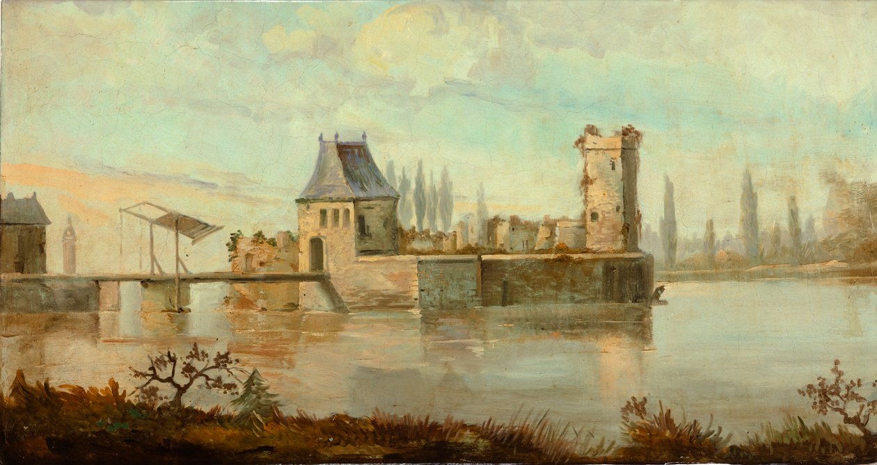 Andra bakre rummet på baksidan, mötesrum, väggmålningar med lantliga scener i klassisk stil, troligen från omkring 1810, scen 6 av Belgian School