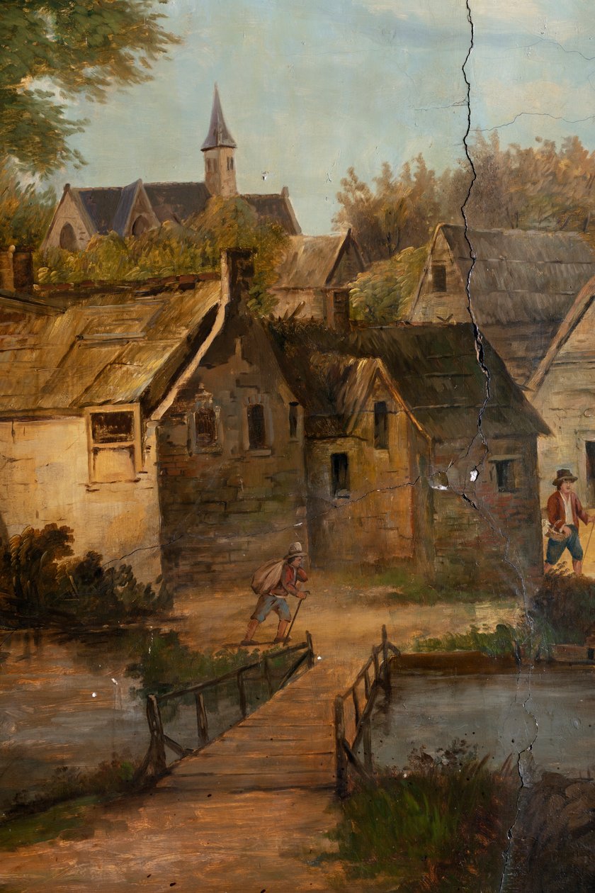Andra bakre rummet på baksidan, mötesrum, väggmålningar med lantliga scener i klassisk stil, troligen från omkring 1810, scen 3 av Belgian School