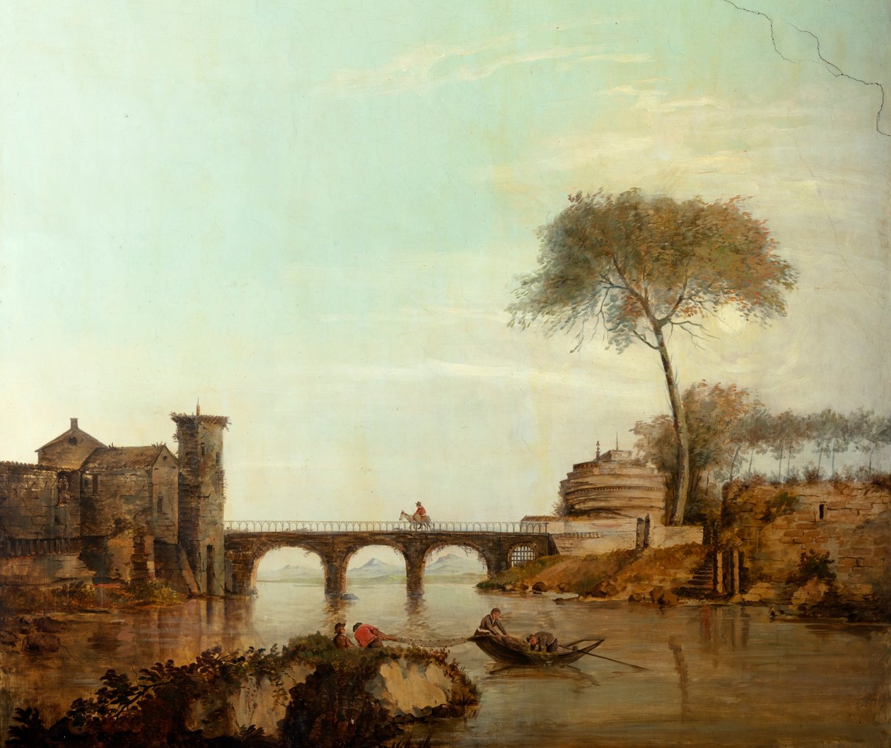 Andra bakre rummet på baksidan, mötesrum, väggmålningar med lantliga scener i klassisk stil, troligen från omkring 1810, scen 2 av Belgian School