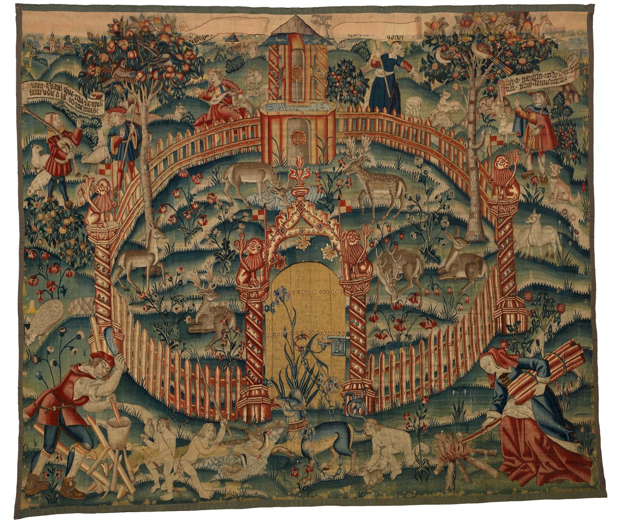 Gobeläng, Park au Cerfs, tillverkad i Tournai, Belgien, ca 1500 (ull) av Belgian School