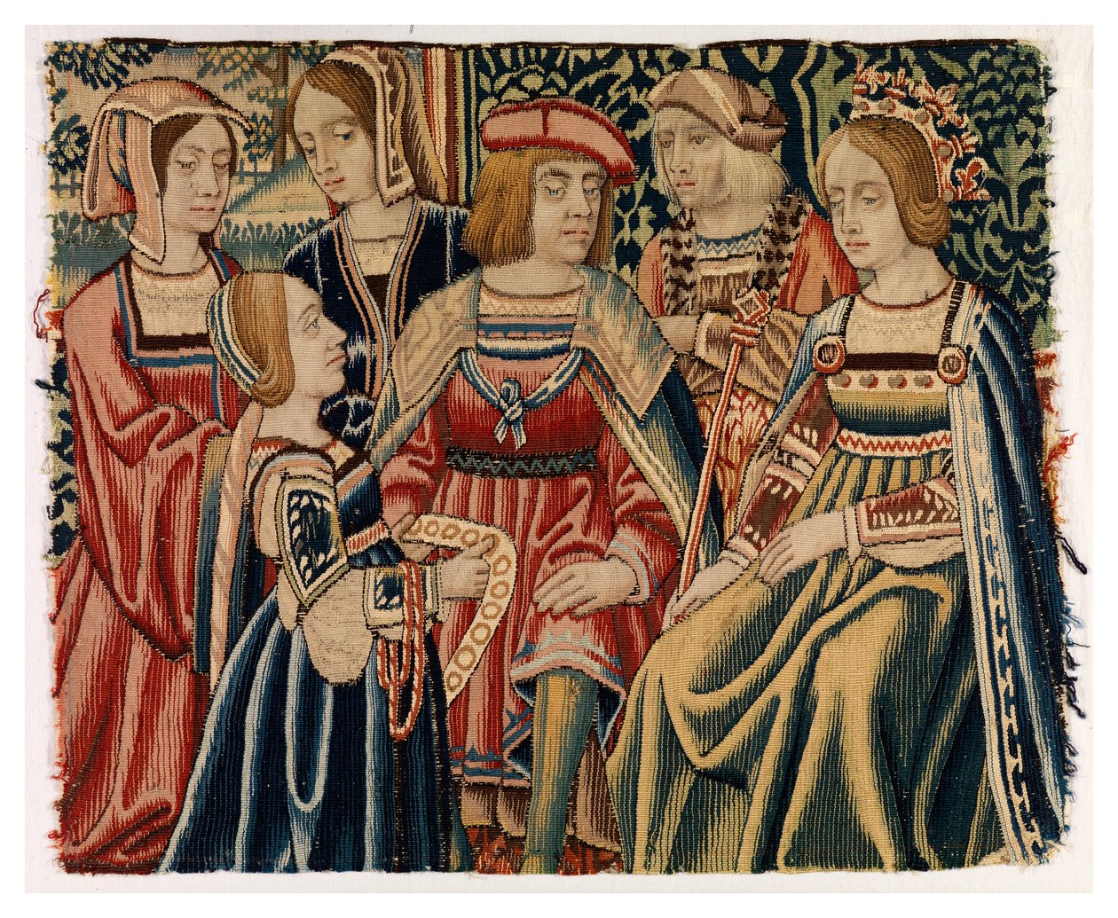Gobelängfragment föreställande Ludvig XII:s äktenskap med Anne av Bretagne, från Bryssel av Belgian School
