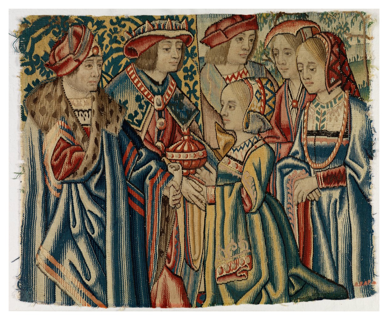 Gobelängfragment som föreställer Ludvig XII:s äktenskap med Jeanne, dotter till Ludvig XI, från Bryssel av Belgian School