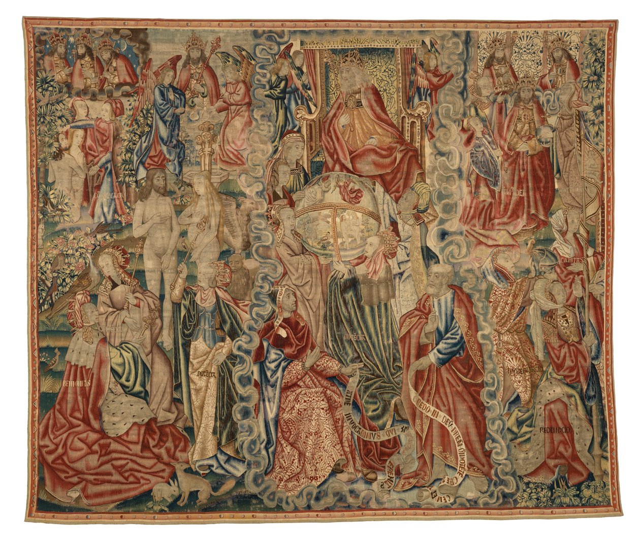 Gobeläng, en del av en Credo gobeläng föreställande The Creation of the World, tillverkad i Bryssel, Belgien, ca 1500-10 (ull) av Belgian School
