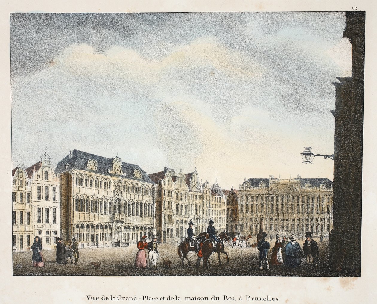 Utsikt över Grand Place och Maison du Roi, i Bryssel, ca 1895 (fotokrom) av Belgian School