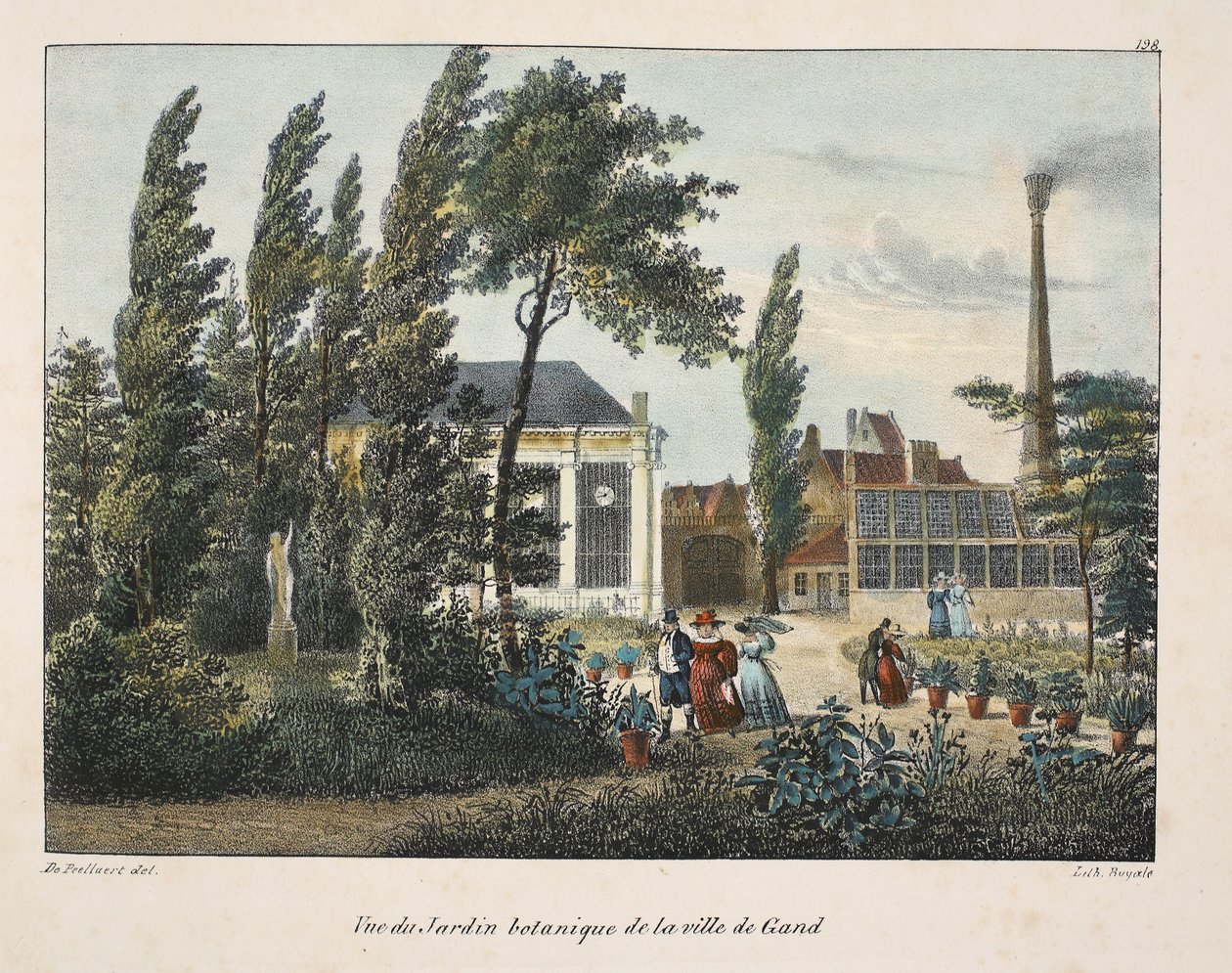 Utsikt över den botaniska trädgården i staden Gent, ca 1895 (fotokrom) av Belgian School