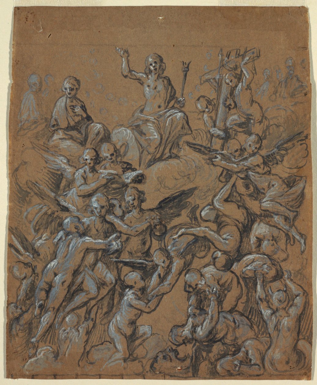 Teckning, Kristus i härlighet med änglar, ca 1630 av Belisario Corenzio